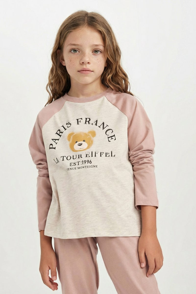 DeFacto Pink Girl Girl Printed Long Sleeve 2 Piece Pajama Set Casual - Image 4